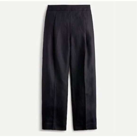 J. Crew Reimagined High-Rise Pleated Linen Blend Pants Black Pull On Flowy 6 - Picture 1 of 11